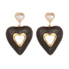 Wholesale Women's Titanium Steel Earrings With Heart Shape And Dripping Oil Design