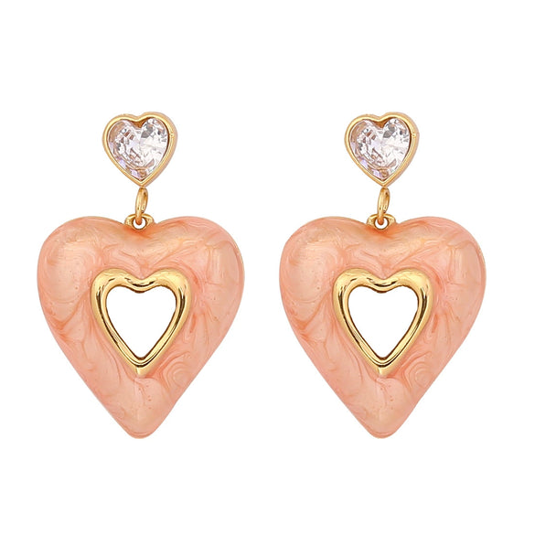 Wholesale Women's Titanium Steel Earrings With Heart Shape And Dripping Oil Design