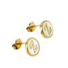 Wholesale Women's 316L Stainless Steel Earrings With Natural Shell Inlay And Letter Pattern Electroplated
