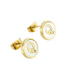 Wholesale Women's 316L Stainless Steel Earrings With Natural Shell Inlay And Letter Pattern Electroplated