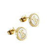 Wholesale Women's 316L Stainless Steel Earrings With Natural Shell Inlay And Letter Pattern Electroplated