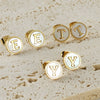 Wholesale Women's 316L Stainless Steel Earrings With Natural Shell Inlay And Letter Pattern Electroplated