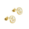 Wholesale Women's 316L Stainless Steel Earrings With Natural Shell Inlay And Letter Pattern Electroplated