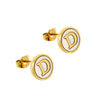 Wholesale Women's 316L Stainless Steel Earrings With Natural Shell Inlay And Letter Pattern Electroplated