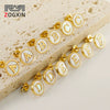 Wholesale Women's 316L Stainless Steel Earrings With Natural Shell Inlay And Letter Pattern Electroplated