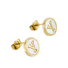 Wholesale Women's 316L Stainless Steel Earrings With Natural Shell Inlay And Letter Pattern Electroplated
