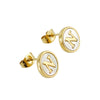 Wholesale Women's 316L Stainless Steel Earrings With Natural Shell Inlay And Letter Pattern Electroplated