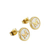 Wholesale Women's 316L Stainless Steel Earrings With Natural Shell Inlay And Letter Pattern Electroplated