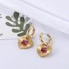 Wholesale Women's Titanium Steel Earrings With Square Zircon And Heart Pattern Retro Style