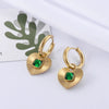 Wholesale Women's Titanium Steel Earrings With Square Zircon And Heart Pattern Retro Style