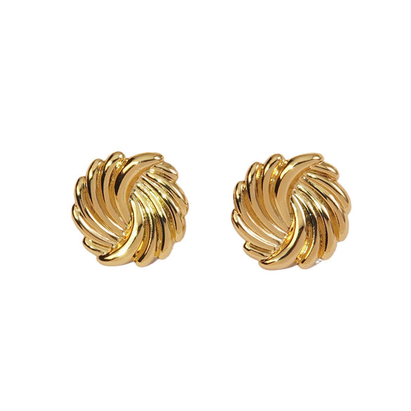 Wholesale Women's Titanium Steel Earrings With Wave Texture And Exaggerated Vortex Geometric Pattern Electroplated