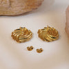 Wholesale Women's Titanium Steel Earrings With Wave Texture And Exaggerated Vortex Geometric Pattern Electroplated