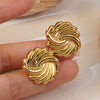 Wholesale Women's Titanium Steel Earrings With Wave Texture And Exaggerated Vortex Geometric Pattern Electroplated