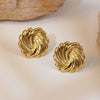 Wholesale Women's Titanium Steel Earrings With Wave Texture And Exaggerated Vortex Geometric Pattern Electroplated
