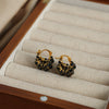 Wholesale Women's Titanium Steel Earrings With Wheat Ear Shape And Square Geometric U Shaped Design Electroplated