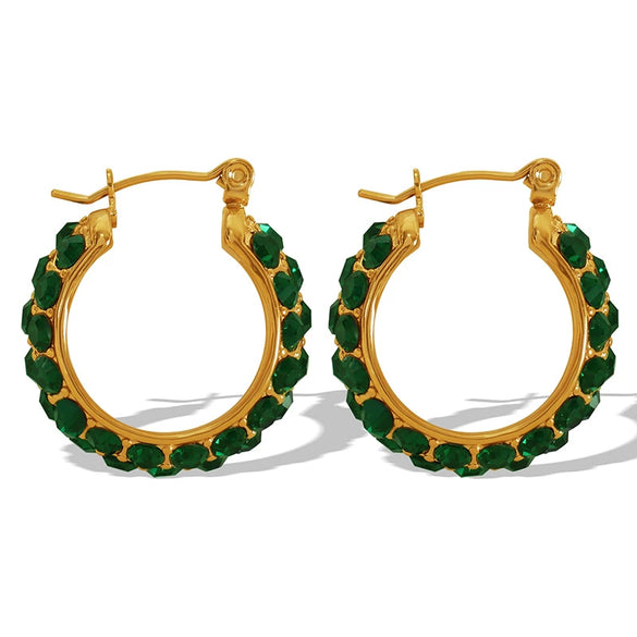 Wholesale Women's 316L Stainless Steel Electroplated Cshaped Geometric Inlaid Rhinestone Earrings