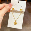 Wholesale Women's Titanium Steel Electroplated Daisy Flower Necklace And Earrings Set With Cross Chain