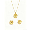 Wholesale Women's Titanium Steel Electroplated Daisy Flower Necklace And Earrings Set With Cross Chain