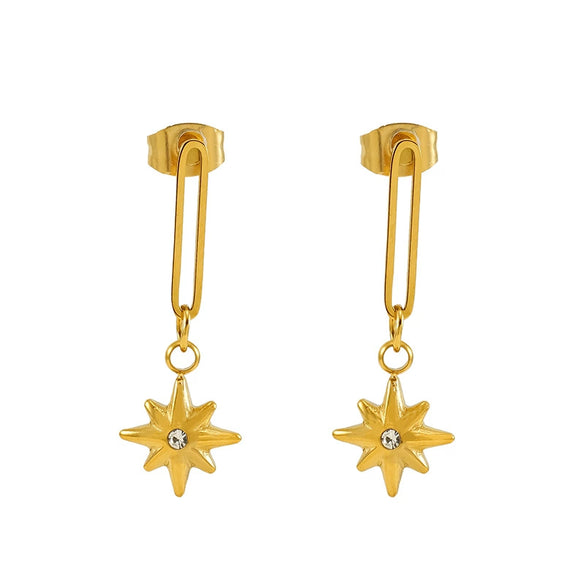Wholesale Women's Titanium Steel Electroplated Fashion Star Cross Earrings Jewelry