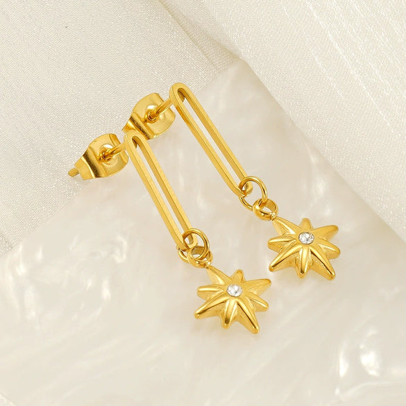 Wholesale Women's Titanium Steel Electroplated Fashion Star Cross Earrings Jewelry