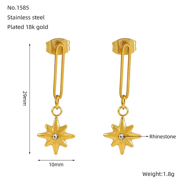 Wholesale Women's Titanium Steel Electroplated Fashion Star Cross Earrings Jewelry