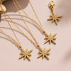 Wholesale Women's Titanium Steel Electroplated Geometric Heart And Eightpointed Star Pendant Necklace