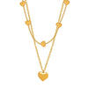 Wholesale Women's Titanium Steel Electroplated Heart Double Necklace Pendant Clavicle Chain Jewelry