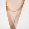Wholesale Women's Titanium Steel Electroplated Heart Double Necklace Pendant Clavicle Chain Jewelry