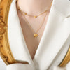 Wholesale Women's Titanium Steel Electroplated Heart Double Necklace Pendant Clavicle Chain Jewelry