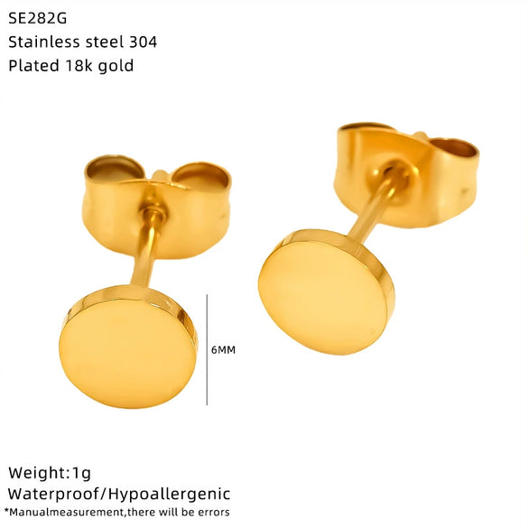 Wholesale Women's Titanium Steel Electroplated Heart Shape And Geometric Earrings With Simple Goldplated Small Star And Moon Design