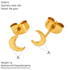 Wholesale Women's Titanium Steel Electroplated Heart Shape And Geometric Earrings With Simple Goldplated Small Star And Moon Design
