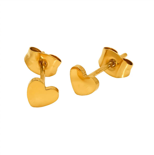 Wholesale Women's Titanium Steel Electroplated Heart Shape And Geometric Earrings With Simple Goldplated Small Star And Moon Design