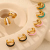 Wholesale Women's Titanium Steel Electroplated 18K Gold Oil Drop Cshaped Joker Geometry Earrings