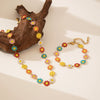 Wholesale Women's Titanium Steel Electroplated Plants Flowers Beaded Small Flower Bracelet And Clavicle Chain Necklace