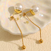 Wholesale Women's 316L Stainless Steel Electroplated Round Bead Chain Earrings