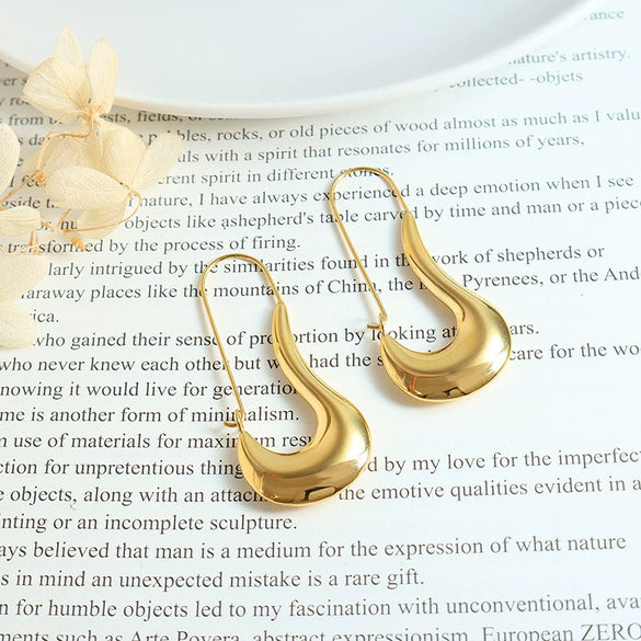 Wholesale Women's Titanium Steel Exotic Geometric Tick Shape Electroplated Earrings Jewelry