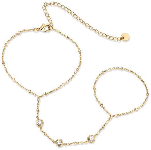 Wholesale Women's Titanium Steel Fashion Bracelet With Small Round Drilled Piece 18K Gold Plated Geometric Pattern Electroplated