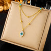 Wholesale Women's Titanium Steel Fashion Creative Simple Pearl Butterfly Colorful Rhinestone Love Pendant Tassel Multi Layer Stacked Necklace With Electroplating