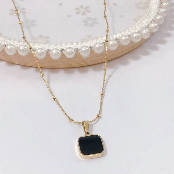 Wholesale Women's Titanium Steel Fashion Light Luxury Geometric Clavicle Chain Necklace With Polish Finish