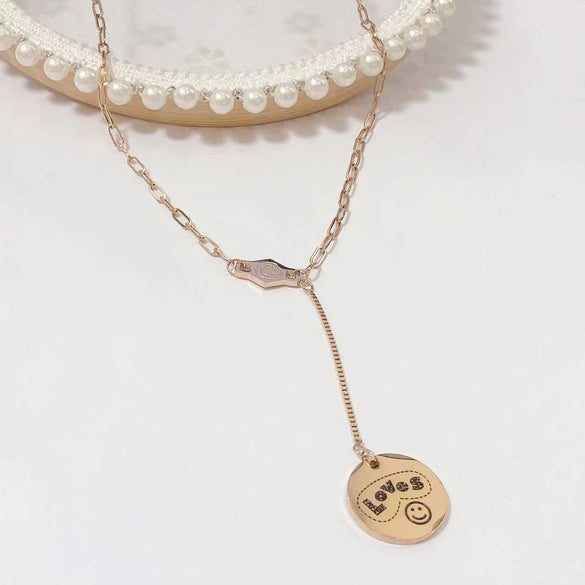 Wholesale Women's Titanium Steel Fashion Light Luxury Geometric Clavicle Chain Necklace With Polish Finish