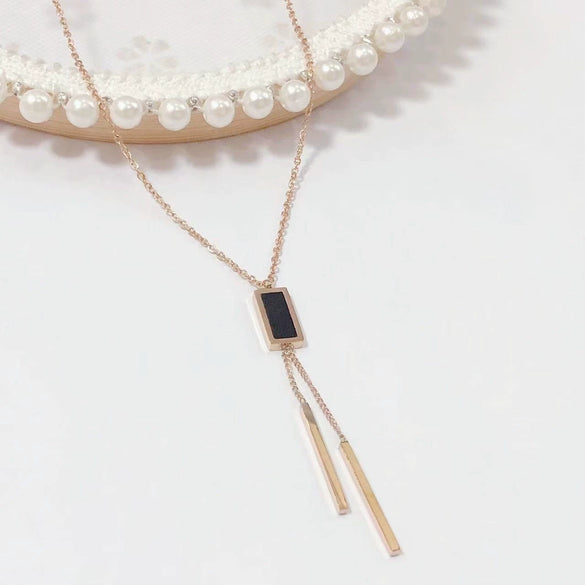 Wholesale Women's Titanium Steel Fashion Light Luxury Geometric Clavicle Chain Necklace With Polish Finish
