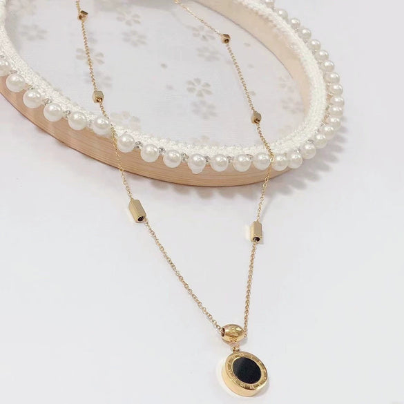 Wholesale Women's Titanium Steel Fashion Light Luxury Geometric Clavicle Chain Necklace With Polish Finish
