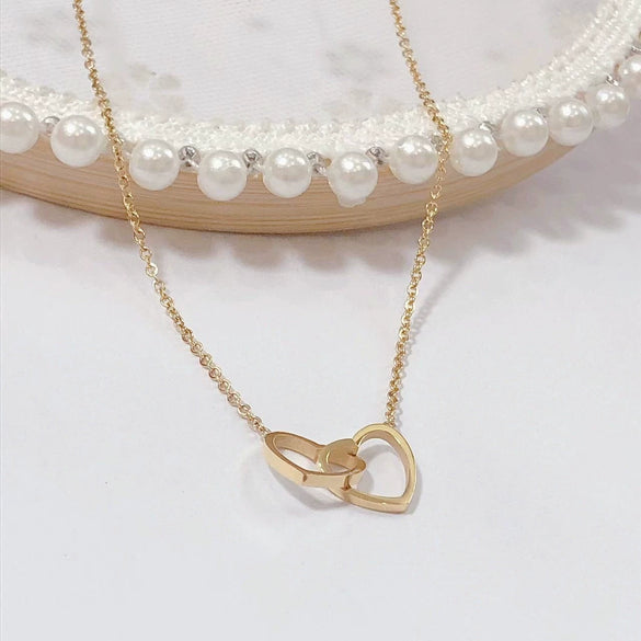 Wholesale Women's Titanium Steel Fashion Light Luxury Geometric Clavicle Chain Necklace With Polish Finish