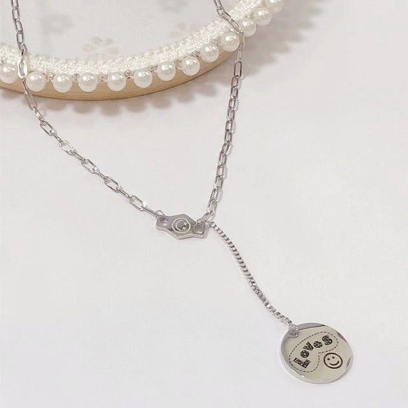 Wholesale Women's Titanium Steel Fashion Light Luxury Geometric Clavicle Chain Necklace With Polish Finish