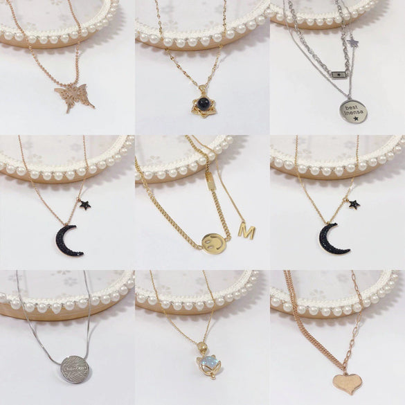 Wholesale Women's Titanium Steel Fashion Light Luxury Geometric Clavicle Chain Necklace With Polish Finish