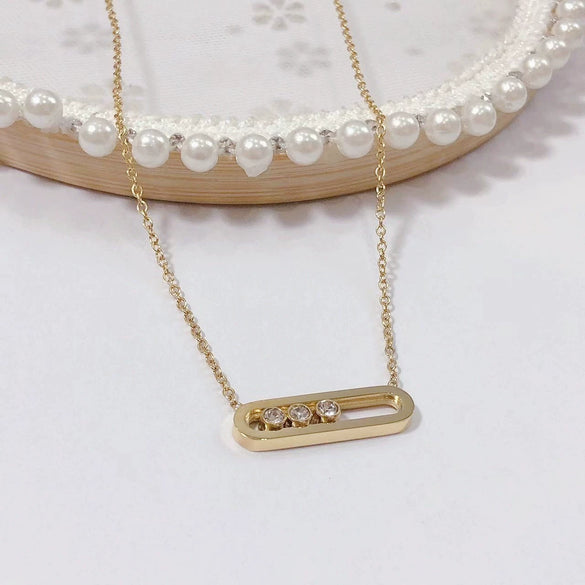 Wholesale Women's Titanium Steel Fashion Light Luxury Geometric Clavicle Chain Necklace With Polish Finish