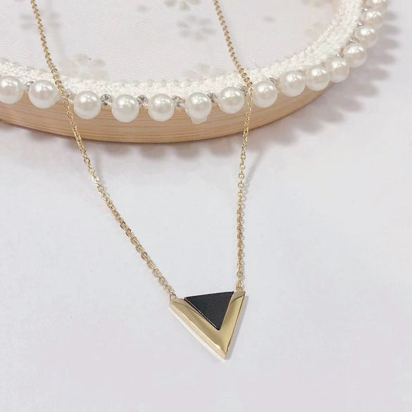Wholesale Women's Titanium Steel Fashion Light Luxury Geometric Clavicle Chain Necklace With Polish Finish