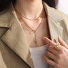 Wholesale Women's 316L Stainless Steel Fashion Ol Stacked Necklace With 18K Gold Electroplating