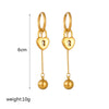 Wholesale Women's Titanium Steel Fashion Retro Niche Geometric Heart Fivepointed Star Pendant Round Earrings With Goldplated Chain Tassel Accessories