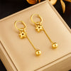 Wholesale Women's Titanium Steel Fashion Retro Niche Geometric Heart Fivepointed Star Pendant Round Earrings With Goldplated Chain Tassel Accessories